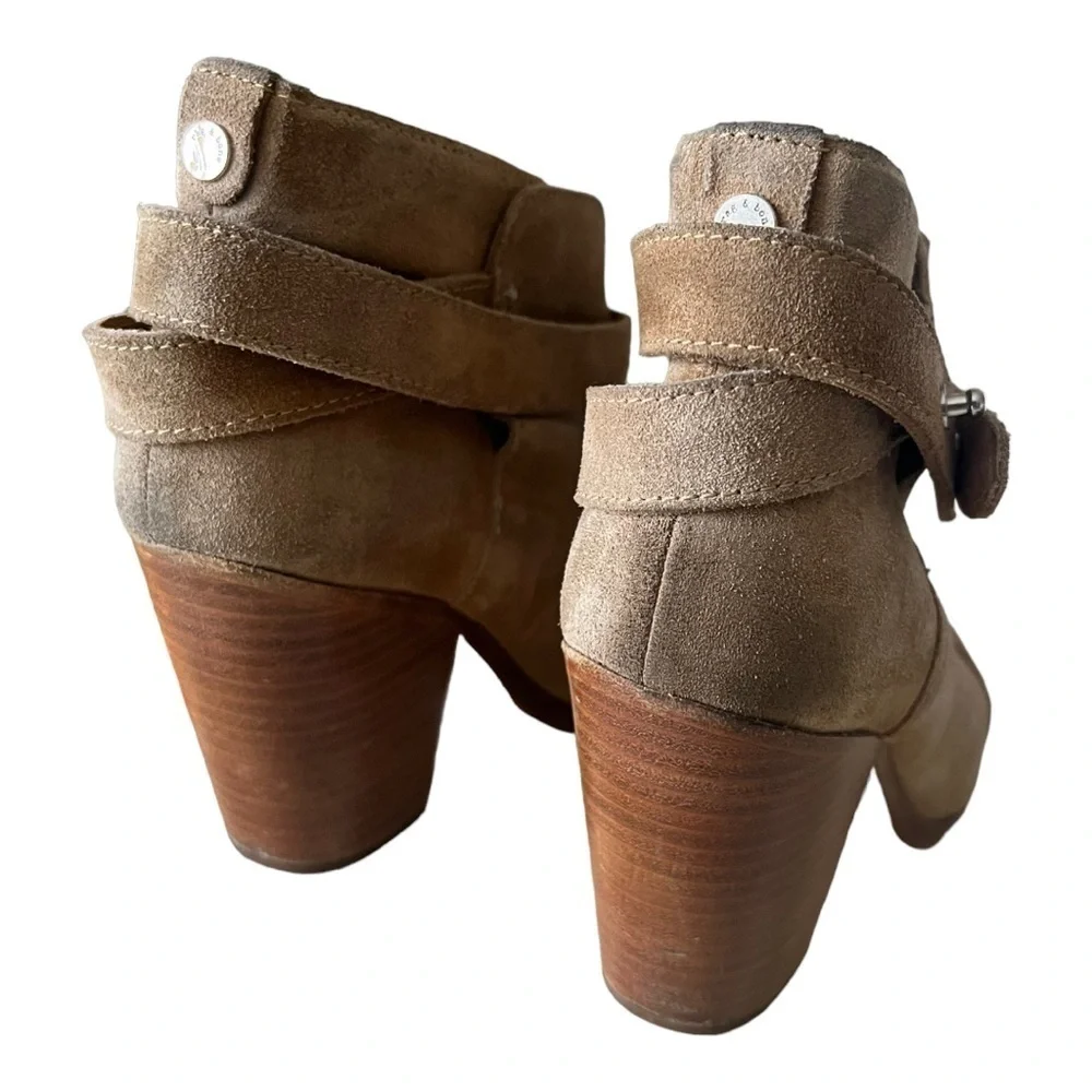 Rag & Bone Harrow Tan Suede Ankle Booties Size 37.5 - Picture 6 of 7